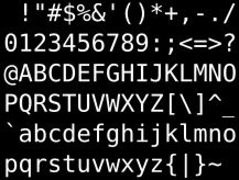 ascii Exempel på ASCII-tecken.