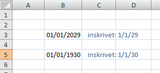 Exempel på brytpunkten 29/30 i Excel.