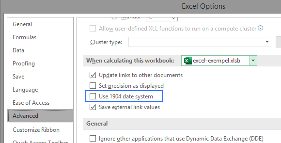 Du kan vid behov ställa in Excel att använda 1904-systemet för datum.